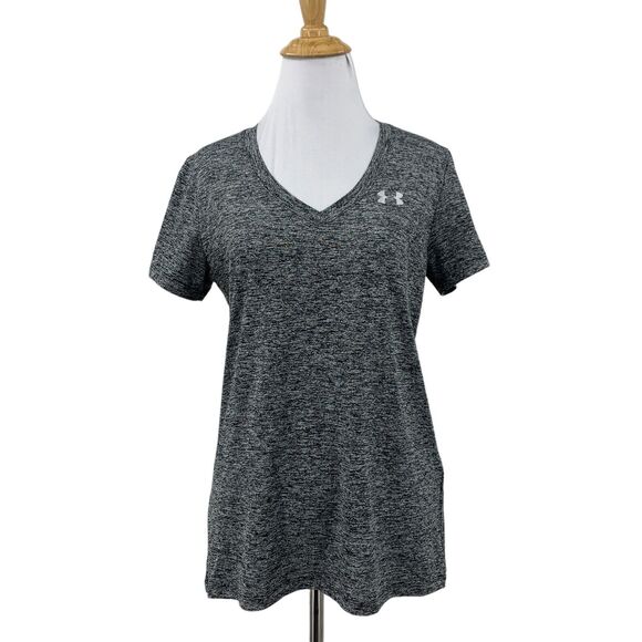Under Armour HeatGear T Shirt Womens S Small Gray Short Sleeve Loose Fit Gym Tee - Picture 1 of 12